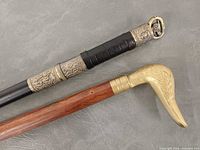 Close-up of metal handled sections