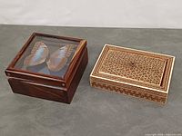 Both trinket boxes closed showing overall appearance