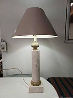Front view of marble lamp with shade