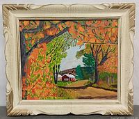 Framed oil painting front view