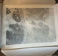 Full view of unframed print with visible water staining on left margin