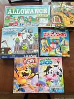 All six game and toy boxes