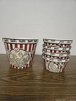 Large bowl and stacked small bowls showing exterior design