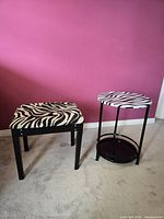 Stool and table together against wall