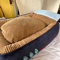 Overall view of Nautica dog bed with cushion