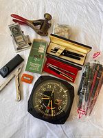 Group shot of all items arranged on white cloth