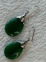 front view of jade drop earrings