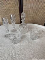 All five cut crystal pieces grouped