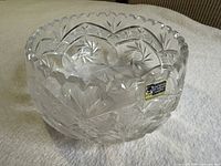 side view showing cut pattern, label, scalloped rim