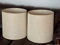 Front view of both matching drum lamp shades