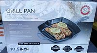 Front of box displaying Chef's Counter grill pan
