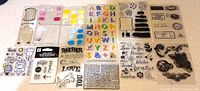 Overview of all clear photopolymer stamp sheets laid out