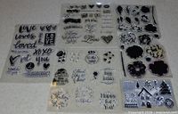 All five stamp sheets laid out for full view