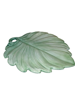 Top view of green ceramic leaf platter