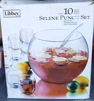 box showing Libbey Selene 10-piece punch set