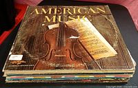 Stack of LPs, American Music on top