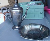 Rogers & Bro coffee pot and Lunt serving bowl grouped together