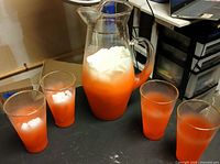 Pitcher and four tumblers front view