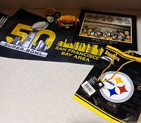 Group shot of all five Steelers items