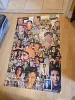 Full view of collage poster on floor showing overall content and size