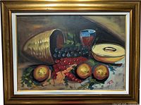 Full view of framed still life painting