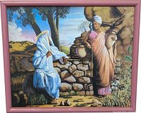 Full view of framed art print showing biblical scene