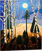 Full view of signed acrylic painting on canvas