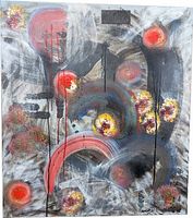 Full view of the abstract acrylic painting on canvas