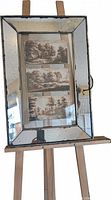 Full view on easel showing mirrored frame and three prints