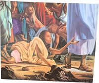 Full view of signed Alan Hicks print on canvas.