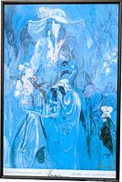 Full view of framed poster showing artwork and printed credits