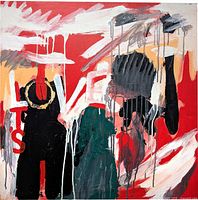 Full view of square abstract painting showing entire composition