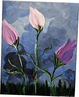 Full view of tulip painting on canvas