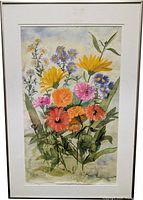 Full view of framed watercolor painting showing composition and frame