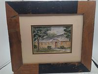 Framed watercolor painting full view