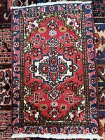 Full view of Hamadan rug showing overall design and size