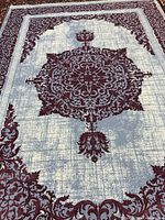 Full view of the rug showing pattern and colors