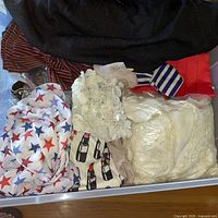 Clear tote showing assorted folded garments with various prints and fabrics