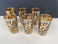 Set of six marigold Willow pattern tumblers
