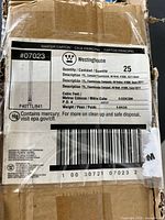 Master carton label showing model F40TTL/841, 40 W, 4100 K, 2G11 base, quantity 25