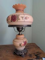 Full view of Gone With The Wind lamp showing both globes and metal base