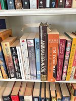 Shelf view showing multiple book spines including I'm Your Man, The Personal Librarian, Women Talking, Shuggie Bain, The Promise, Marvels of Animal Behavior