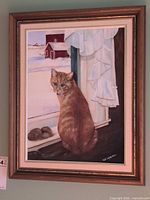 Full view of framed Cat in the Window painting