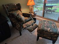 Wingback recliner extended with ottoman visible