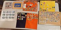 Overall lot showing five display boards filled with pins