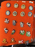 Board section with princess cameo, Mickey & Friends, Pooh characters pins