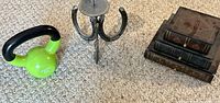 Kettlebell, horseshoe candle holder, jewelry box group shot