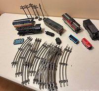 Full lot overview showing all rolling stock, track, controller and accessories