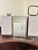 Panasonic main unit flanked by two matching speakers