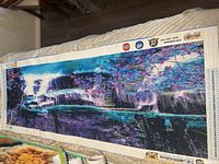 Full view of largely completed diamond painting canvas